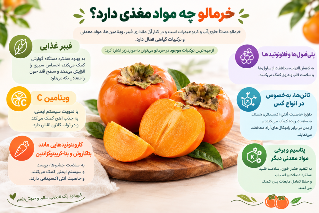 فواید خرمالو، مضرات خرمالو، خواص میوه خرمالو، خرمالو برای لاغری، خرمالو برای یبوست ،خرمالو برای دیابت، ارزش غذایی خرمالو، خرمالوی نارس، خرمالوی رسیده، بهترین زمان خوردن خرمالو